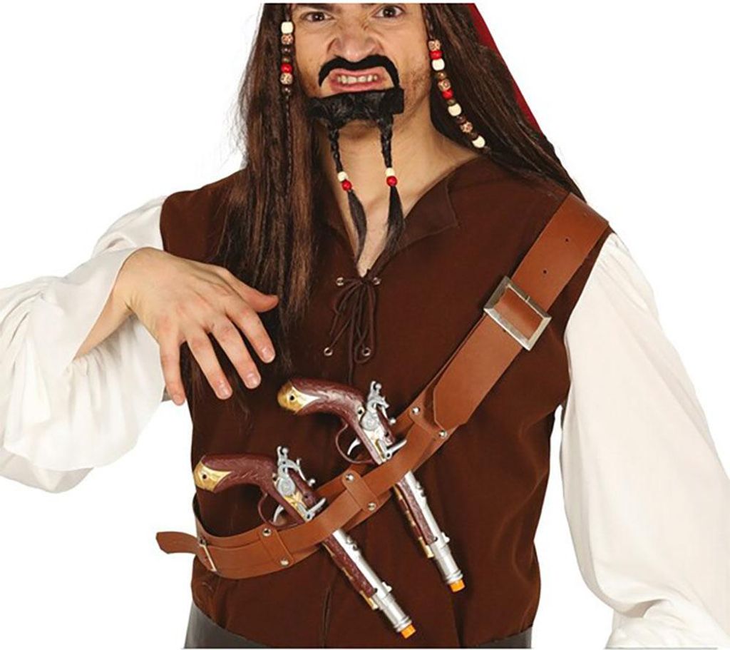 Guirca Brustgurt Mit Zwei Piratenpistolen Braun  Braun One Produktbild 