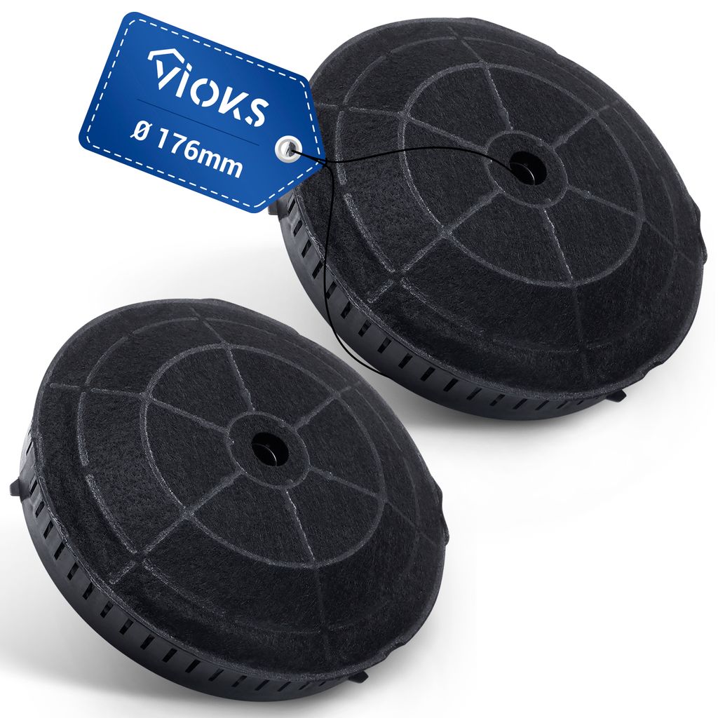 Two charcoal filters for a range hood are shown against a white background.