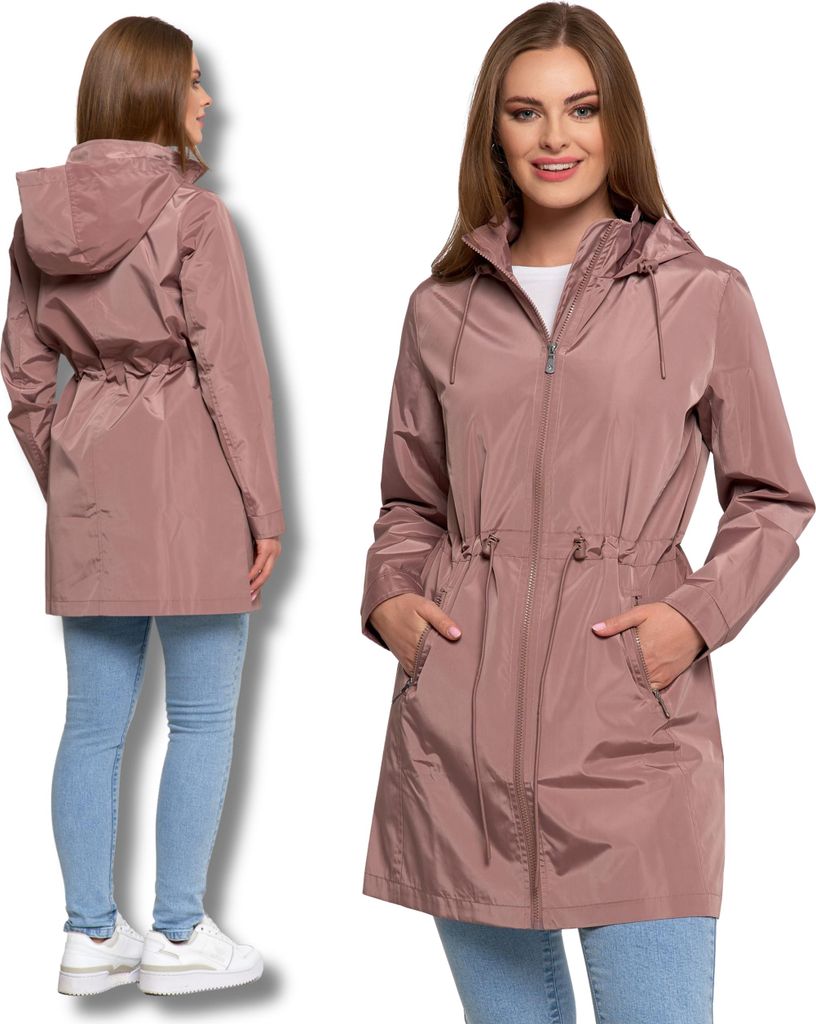 Damen-Übergangsjacke Mit Kapuze Parka Eleganter Mantel Moraj L