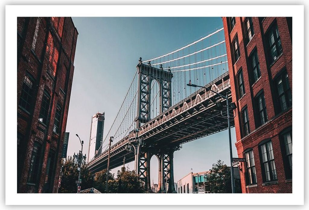 Poster - Poster ohne Rahmen - Manhattan Brücke Brücke - 91,5x61 cm - Wand Bild - Wanddeko - Wandbilder - Kunstposter - Wandposter - Bilder - Kuns...