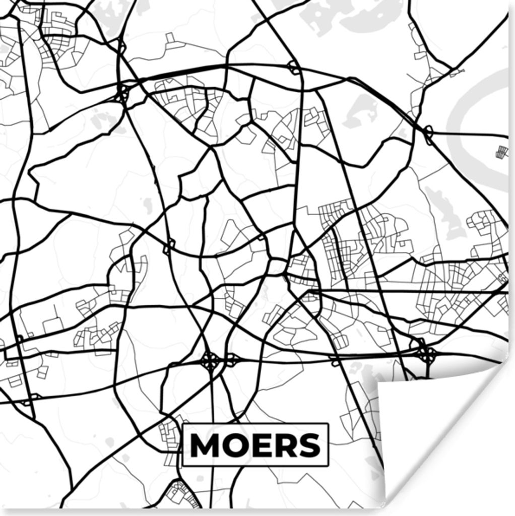 MuchoWow Poster Karte - Moers - Stadtplan 75x75 cm - Wand Dekoration