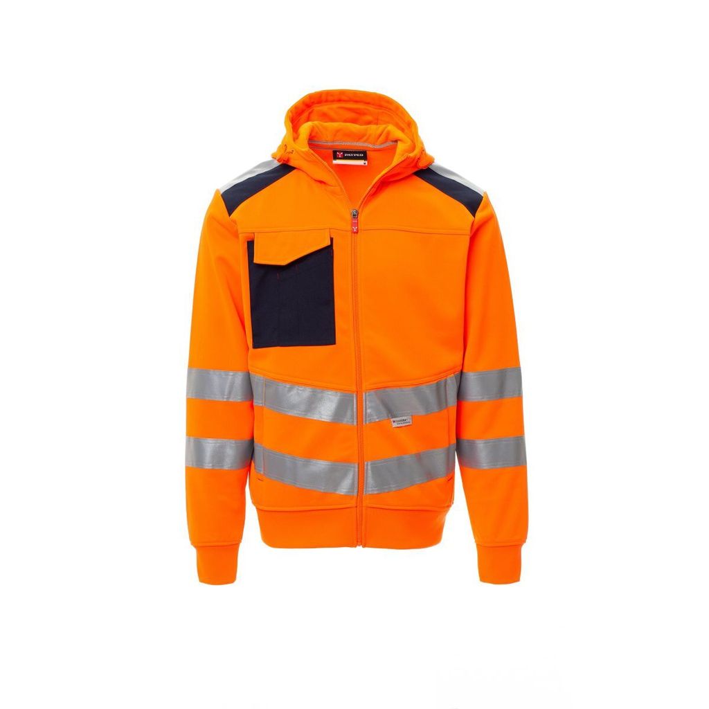 Warnschutz Sweatjacke mit Kapuze "LEADER" - Payper Fluoorange/Marineblau S
