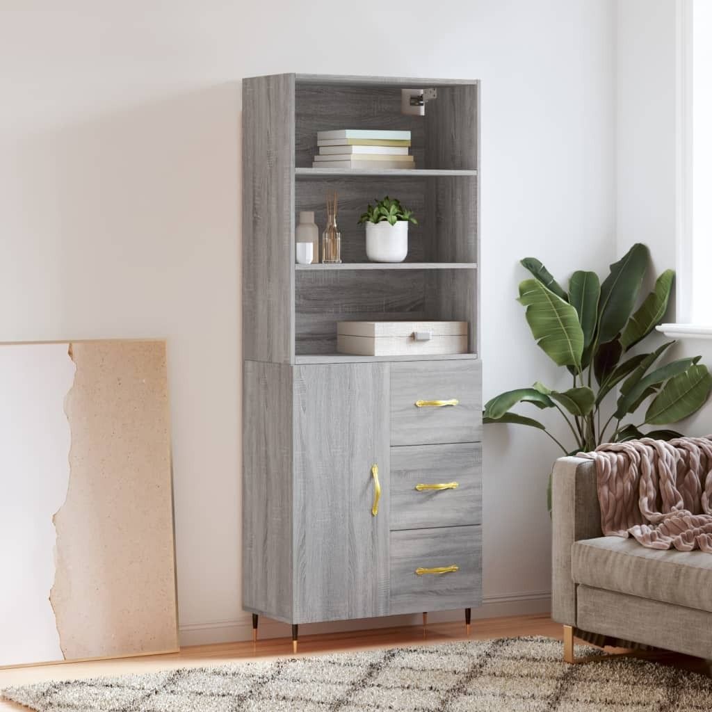 Maison Exclusive - Highboard Grau Sonoma 69,5x34x180 cm Holzwerkstoff