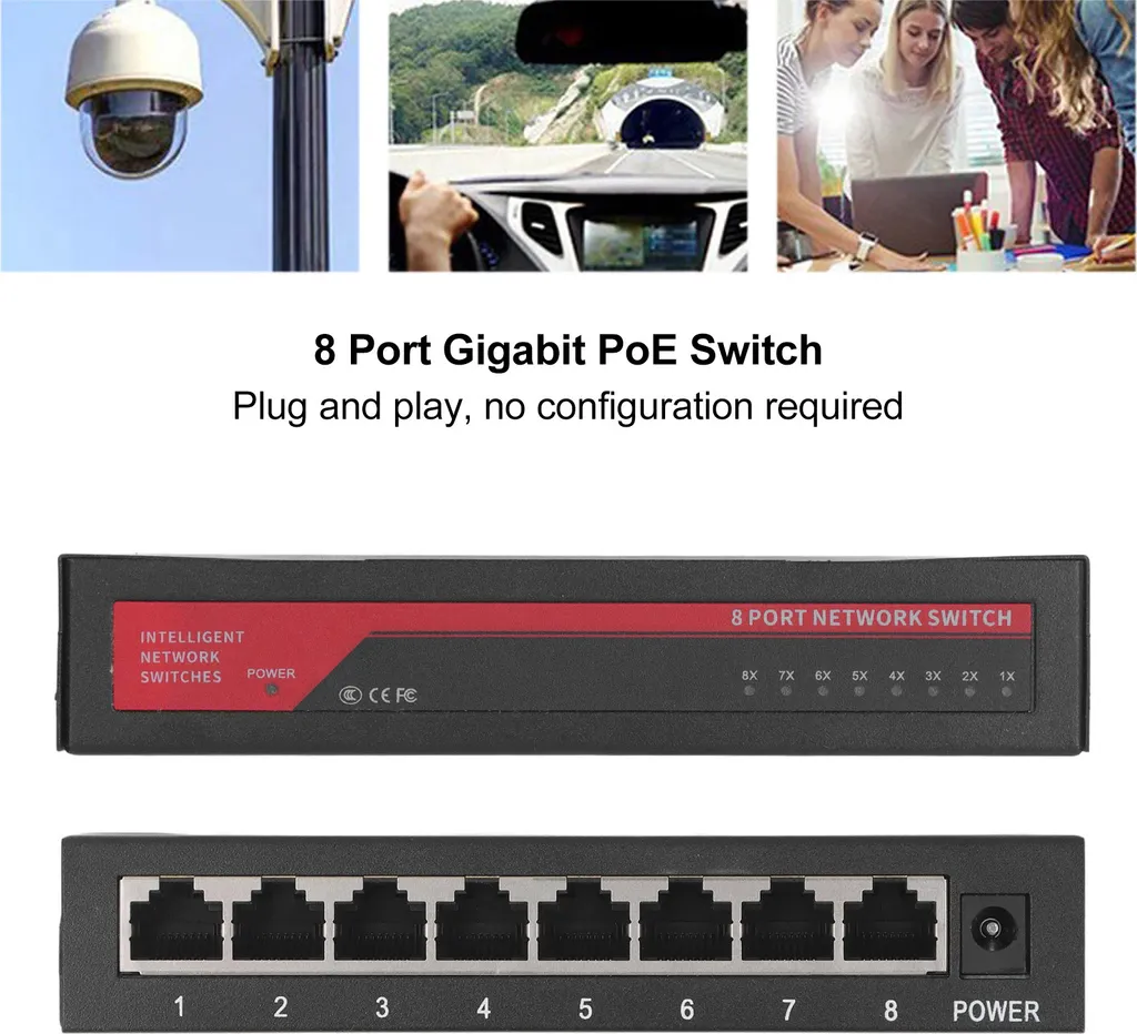 Commutateur PoE 8 ports silencieux : switch Gigabit en métal sans ventilo - 5