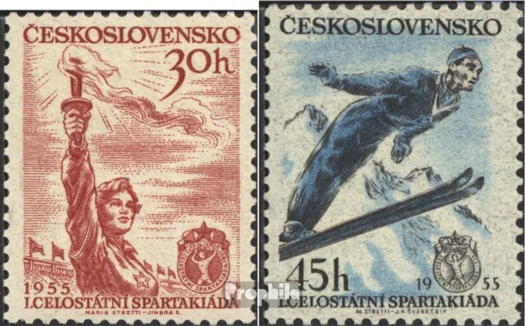 Briefmarken Tschechoslowakei 1955 Mi 890-891 (kompl.Ausg.) postfrisch Sport