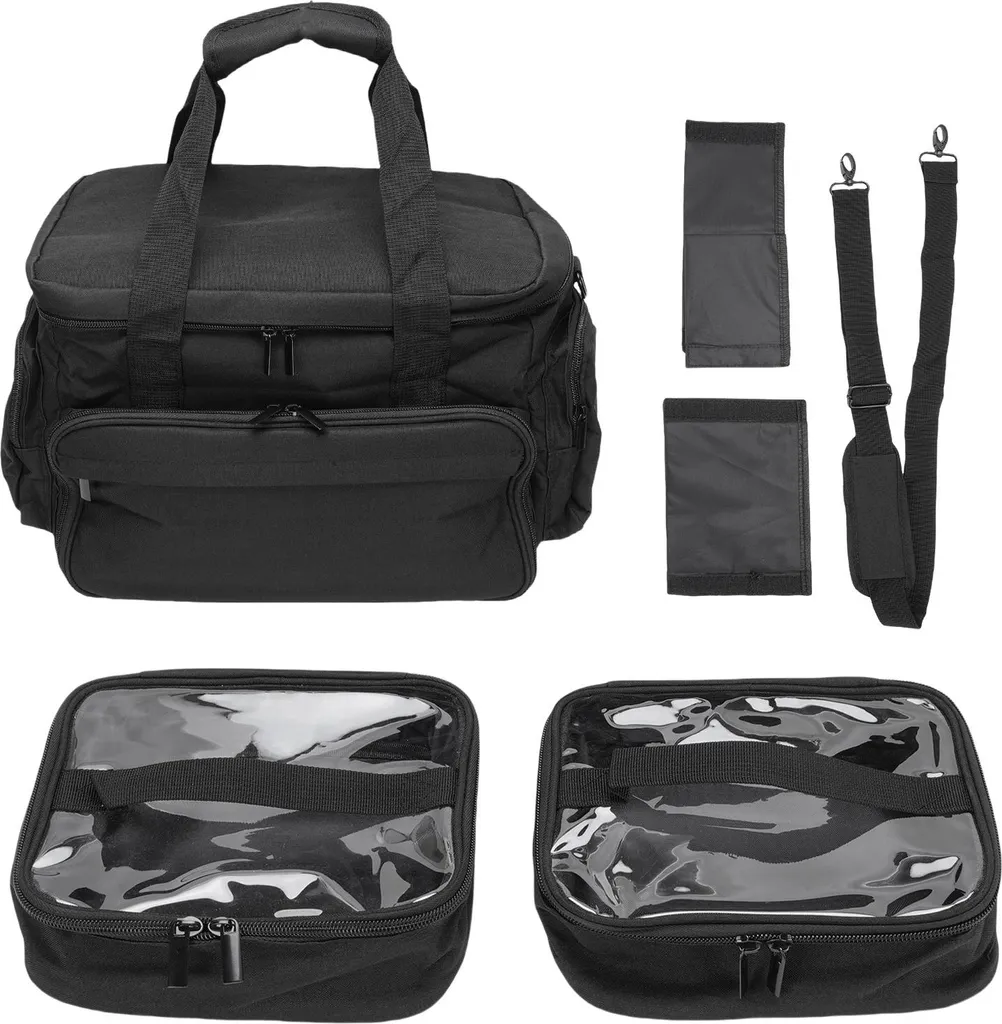 Sac de maquillage grande capacité avec plusieurs poches et poignée haute
