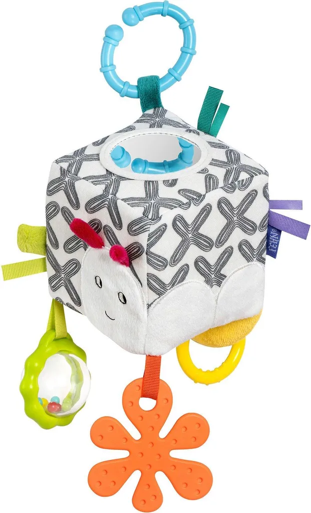 Évitez les chutes de jouets avec ce cube d'activités bébé à suspendre
