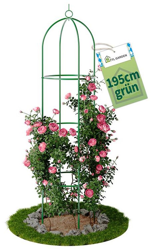 TTL GARDEN Rankhilfe Obelisk XL 195x40cm grün – Rankgitter Produktbild 