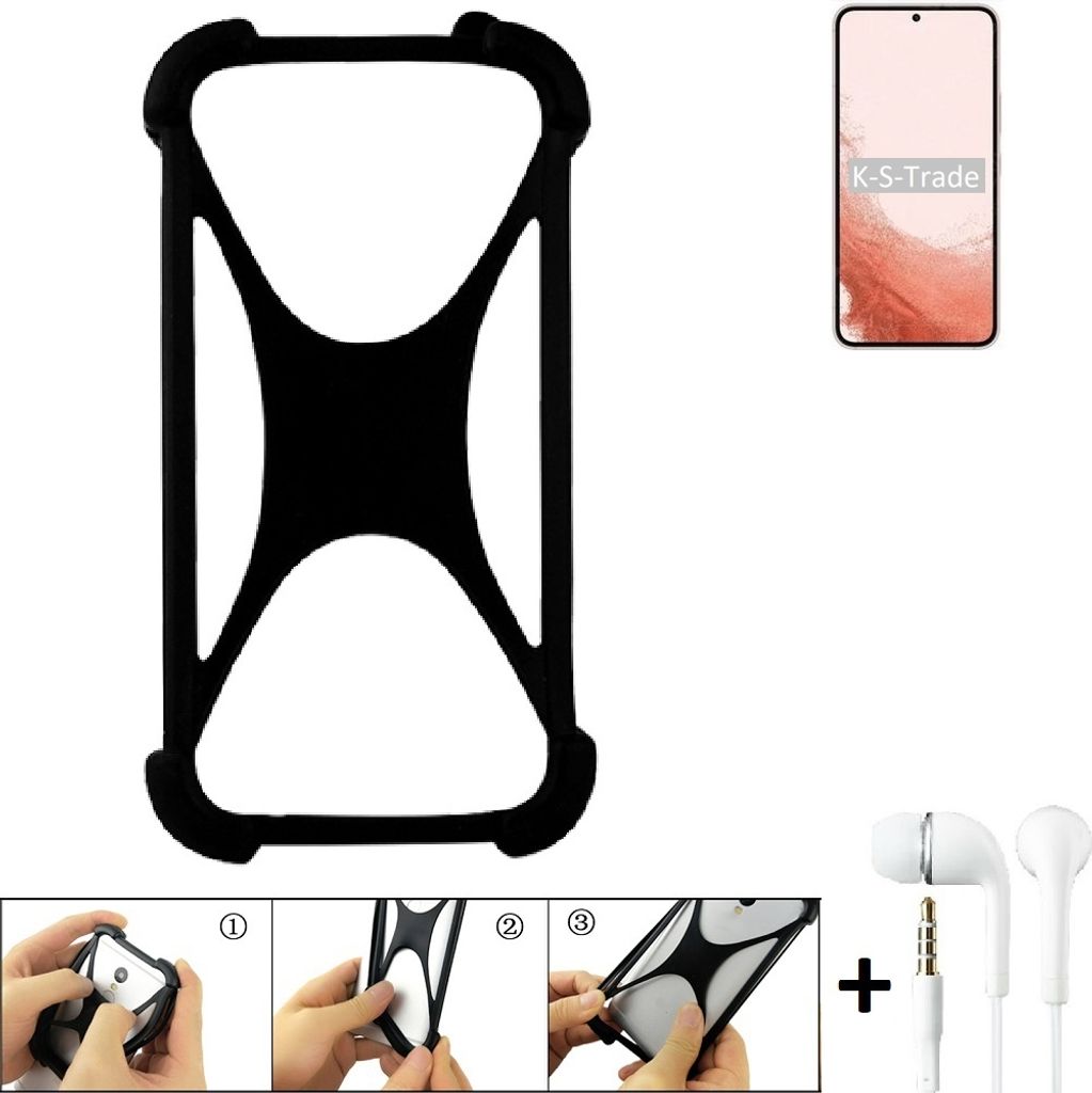 K-S-Trade Handy-Hülle + headphones kompatibel mit Samsung Galaxy S22 Exynos Schutz-Hülle Bumper Silikon Cover Case Silikoncase Silikonbumper TPU