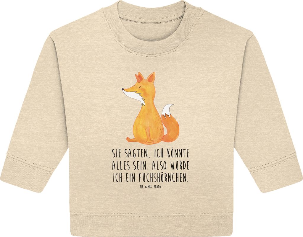Mr. & Mrs. Panda Organic Baby Pullover Einhorn Wunsch 12. - 18. Monat - Natural Raw - Geschenk, Füchse, Einhörner, Bullover, Fuchs, Unicorns, Uni...