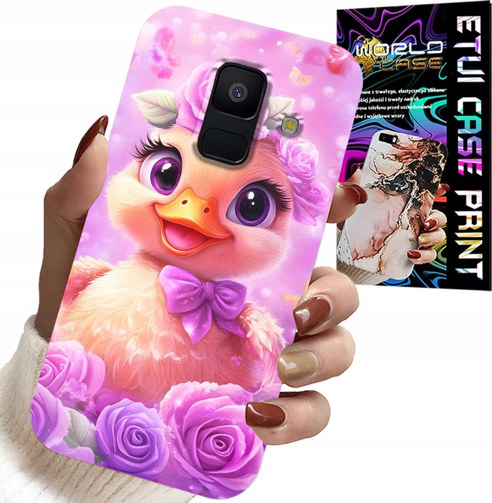 Hülle Für Samsung A6 2018 - Süsse Ente, Ente Auf Rosa Hintergrund