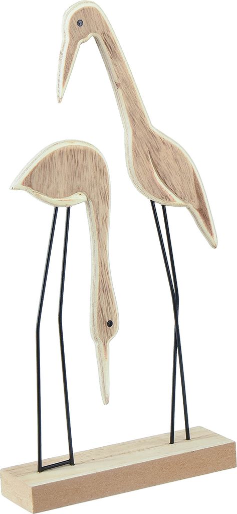 Holz Aufsteller Kranich Paar Natur 27,5×13cm Deko Figuren, 2 Stück