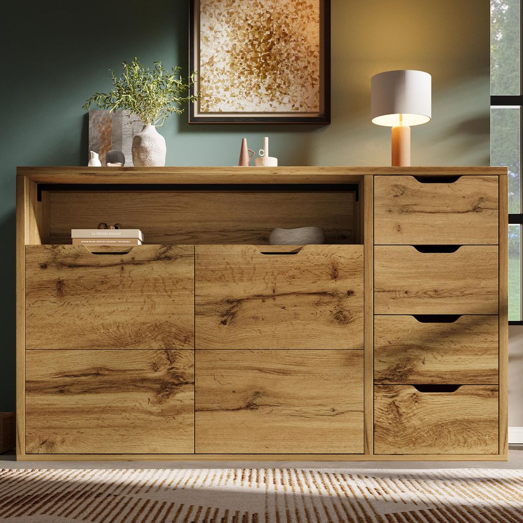 okwish Kommode 2 Türen und 4 Schubladen,Sideboard mit Produktbild 