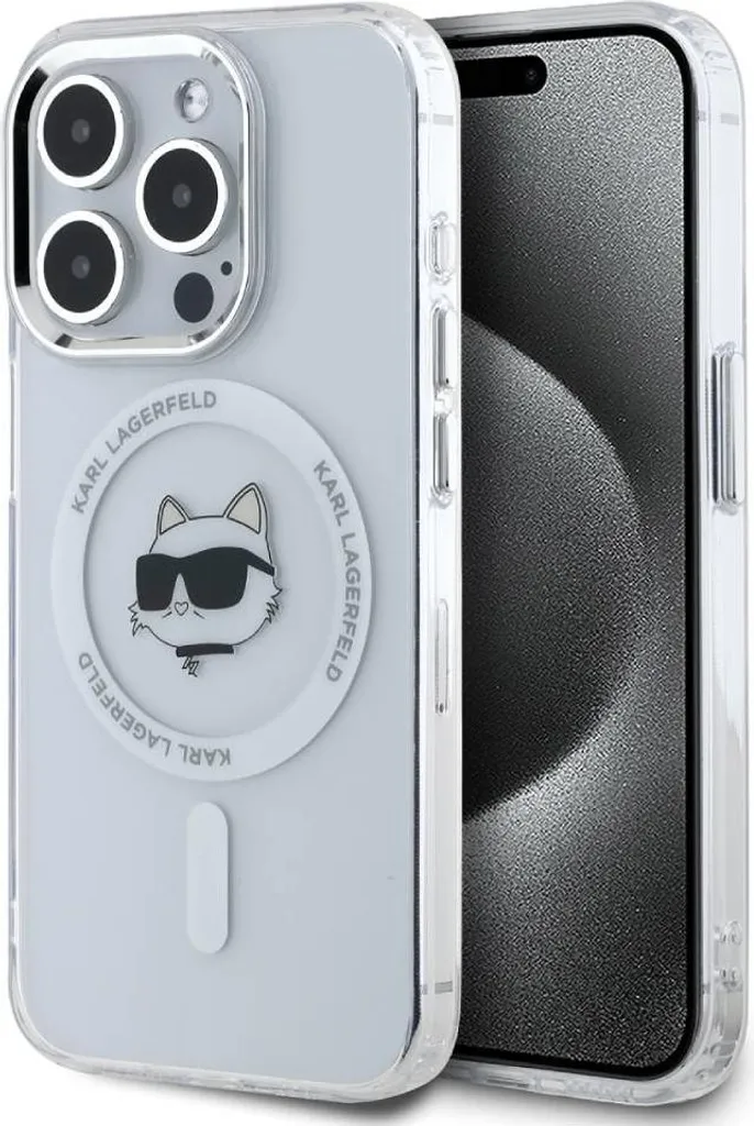 Karl Lagerfeld iPhone 15 Pro Max Case White MagSafe IML Choupette