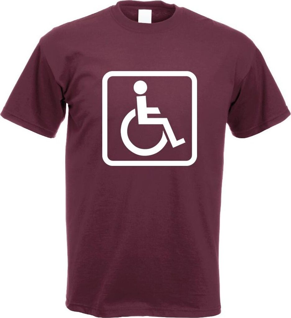 Kiwistar - T-Shirt - Burgund - Rollstuhlfahrer Design 1 Motiv Bedruckt Funshirt Design Print - mit Motiv Bedruckt - Funshirt Design - Sport - Freiz...