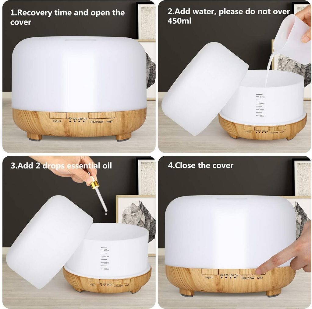 500ml Aroma Diffuser, Ultraschall Luftbefeuchter, Produktbild 7