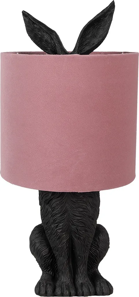Clayre & Eef Lampada da tavolo Rabbit Ø 20x43 cm Nero Rosa Plastica