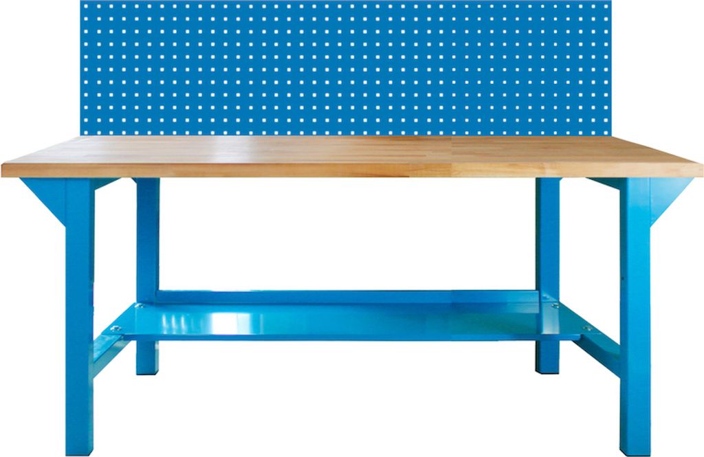Werkbank Giant Rhino Plus mit Lochplatte | HxBxT 131x200x70cm | Traglast 500kg | Lichtblau