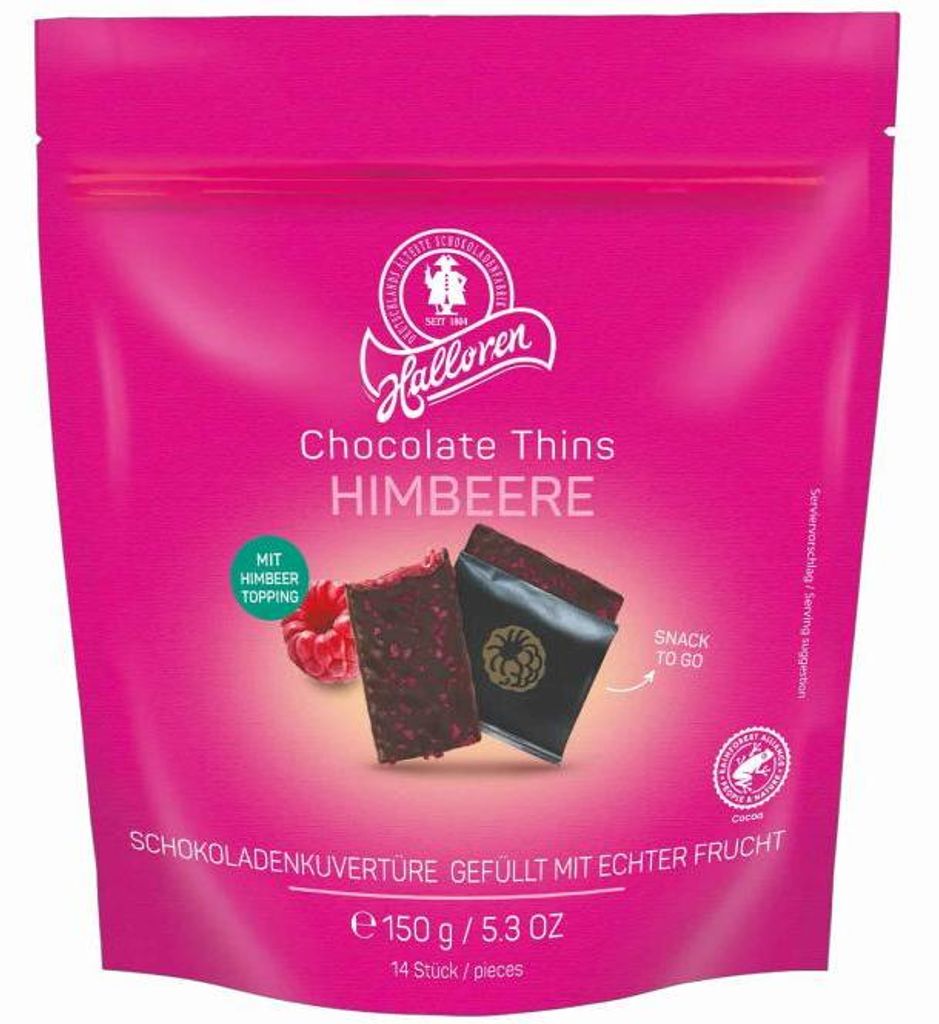 Halloren Chocolate Thins Raspberry mit Himbeerzubereitung Produktbild 