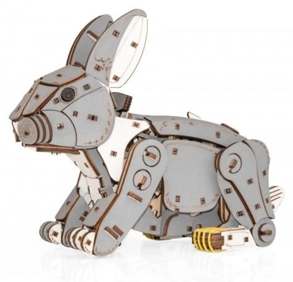 Cadeau Idéal : Puzzle 3D Lapin Gris EWA en Bois pour Adulte et Ado