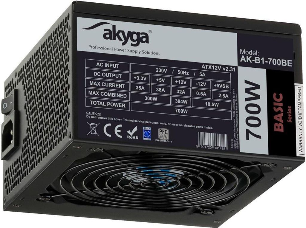 Akyga AK-B1-700BE, 700 W, 230 V, 50 Hz, 5 A, Pasywne, 300 W Zdjęcie produktu 