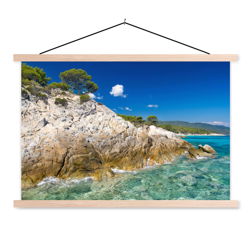 MuchoWow Textilposter Meer - Klippe - Sommer - Tropisch 60x40 cm mit holzfarbenen Rahmen - Bilder