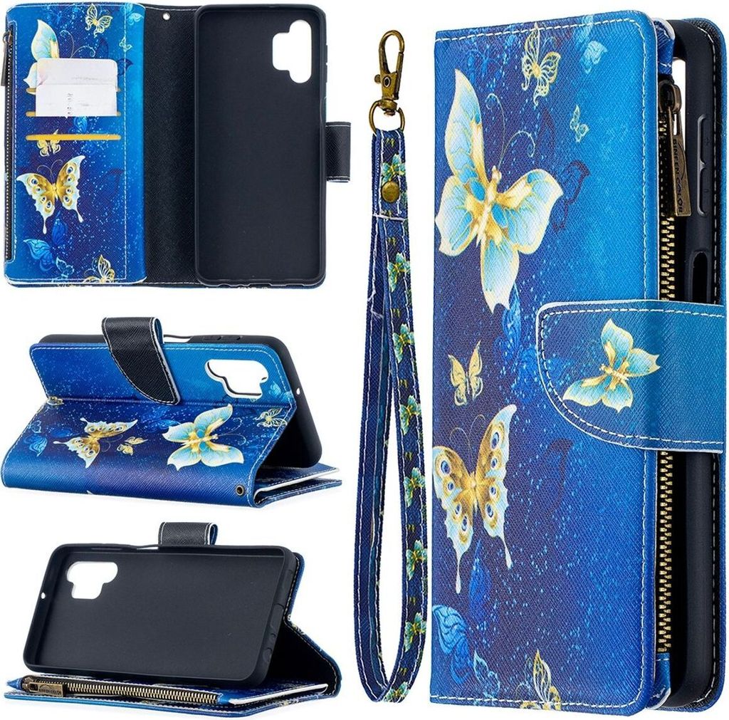 König Design Hülle kompatibel mit Samsung Galaxy A32 5G Kunstleder Handyhülle - Handy Case Blau