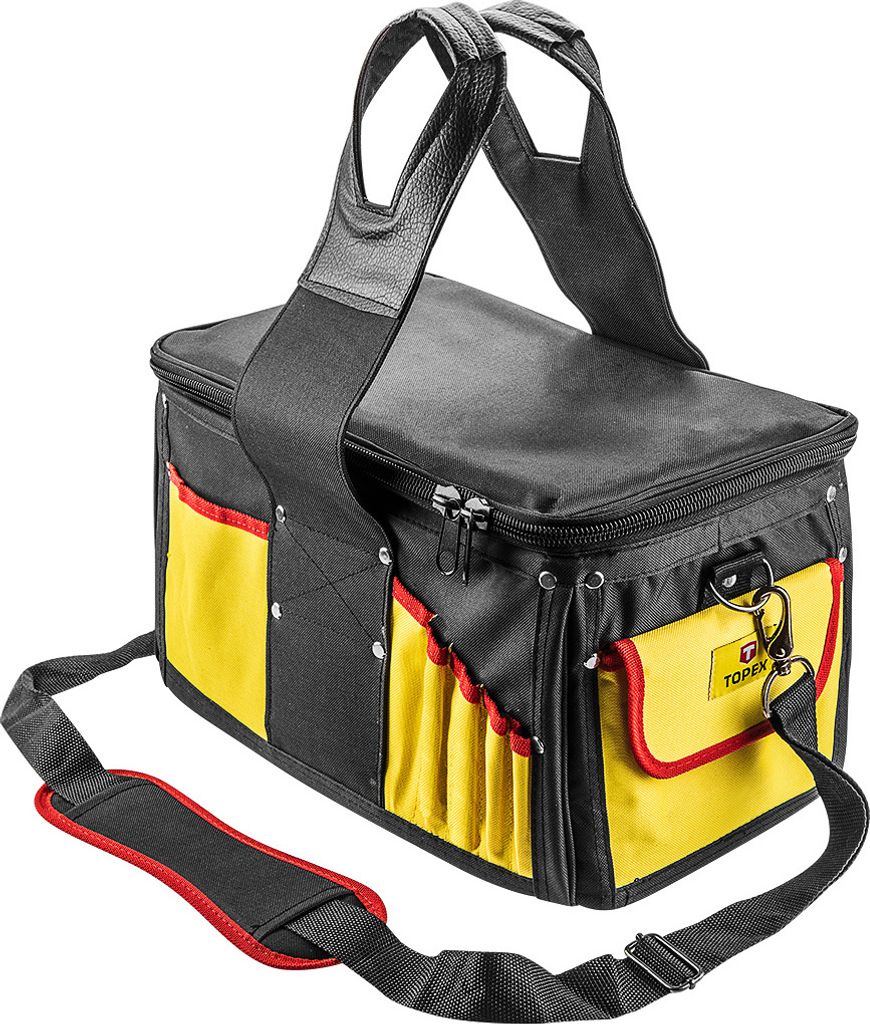 TOPEX Werkzeugtasche, Werkzeugbeutel, Werkzeugtasche, Haushaltswerkzeugtasche - S - 16 Taschen 41 x 23 x 23 cm