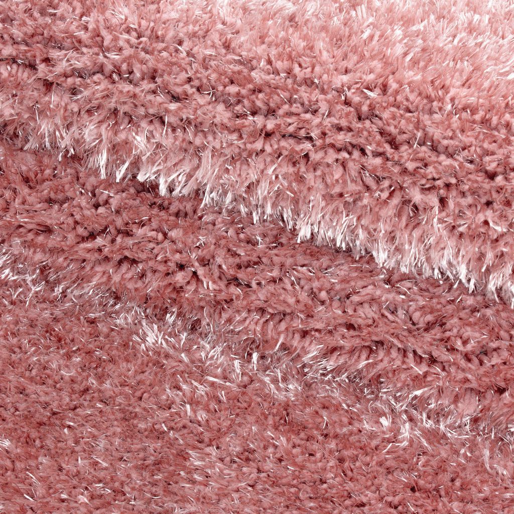 Runder Hochflor Shaggy Teppich Wohnzimmer Langflor Einfarbig Flauschig Weich, Farbe:Rose, Grösse:200 cm Rund