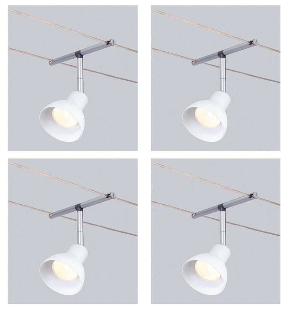 Paulmann Halogen Seilspot 4er Set 35W Chrom Glas weiß Produktbild 