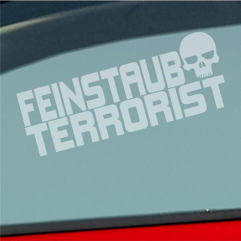 Auto Aufkleber Feinstaub Terrorist Tuning 15x6 cm Milchglas Sticker Heckscheibenaufkleber