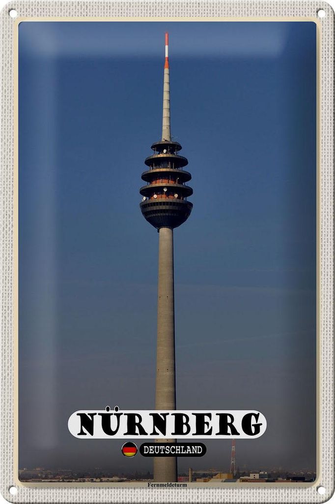 Blechschild Städte Nürnberg Fernmeldeturm Gemälde 20x30cm