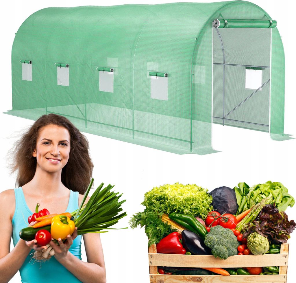 Gartenfolientunnel Gewächshaus Stabile, robuste Konstruktion 4,5 x 2 m 9 m²