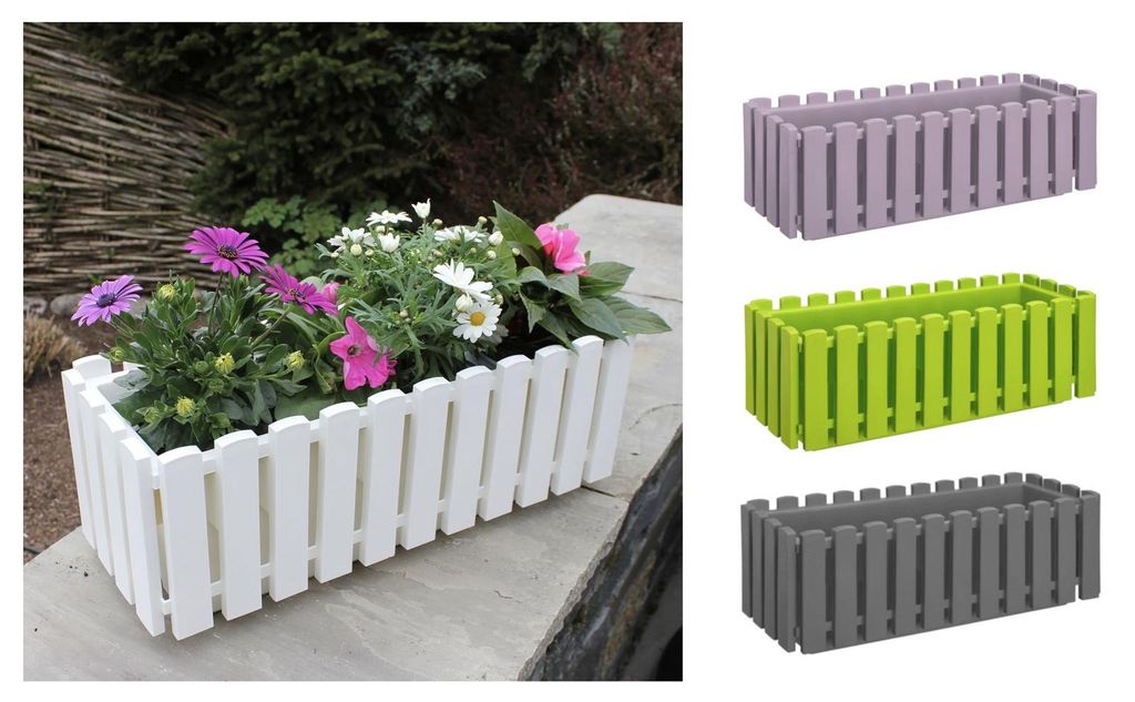 Blumenkasten 46,5 cm Balkonkasten Landhaus Lattenzaun Produktbild 