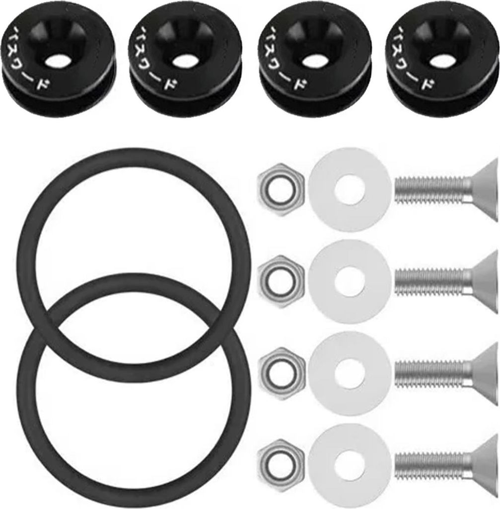 JDM-Schnellverschluss-Set, komplett, hochfeste anodische Oxidationsoberfläche für Auto, Schwarz
