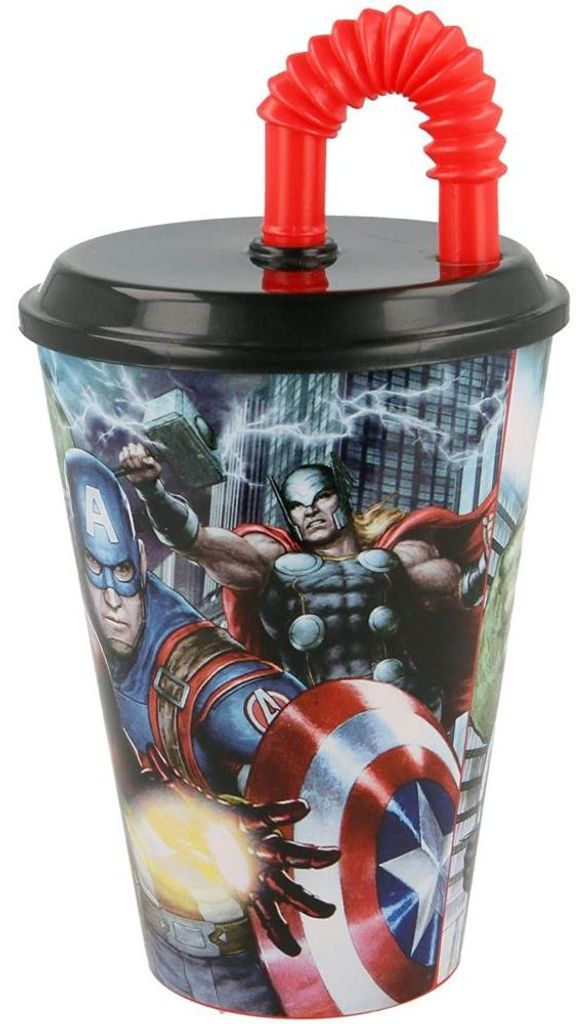 Avengers-Becher mit Deckel und Strohhalm