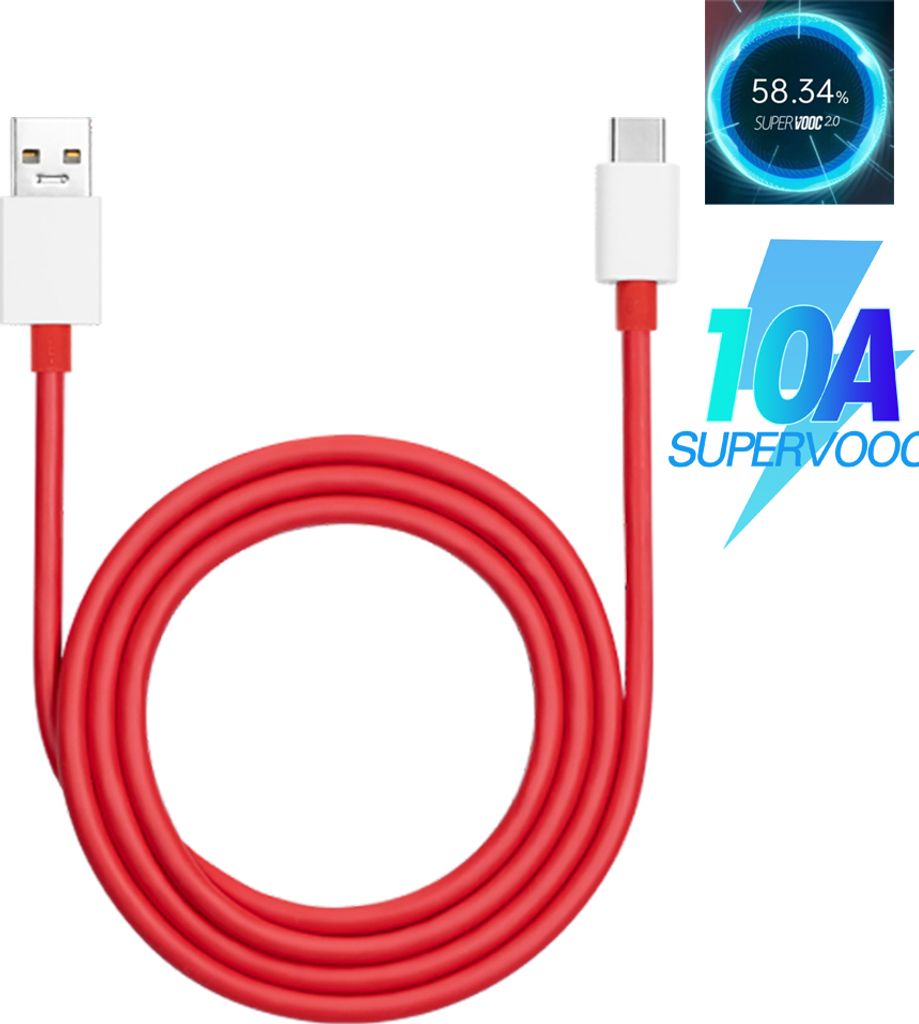 Original OnePlus SuperVOOC Schnellladekabel 10A USB-C/USB-A Produktbild 