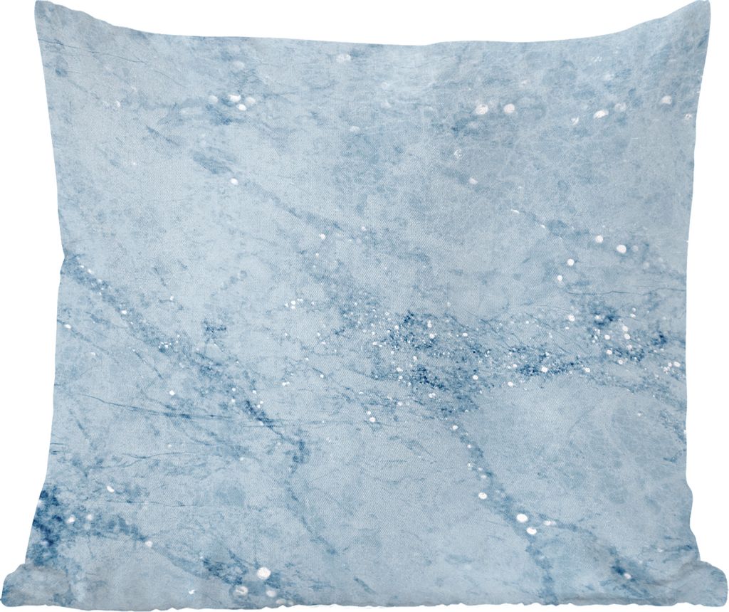 MuchoWow Zierkissen Sofakissen Wohnzimmer Dekokissen 40x40 cm Marmor - Muster - Blau - Foto Kissen - Schlafzimmer Dekoration