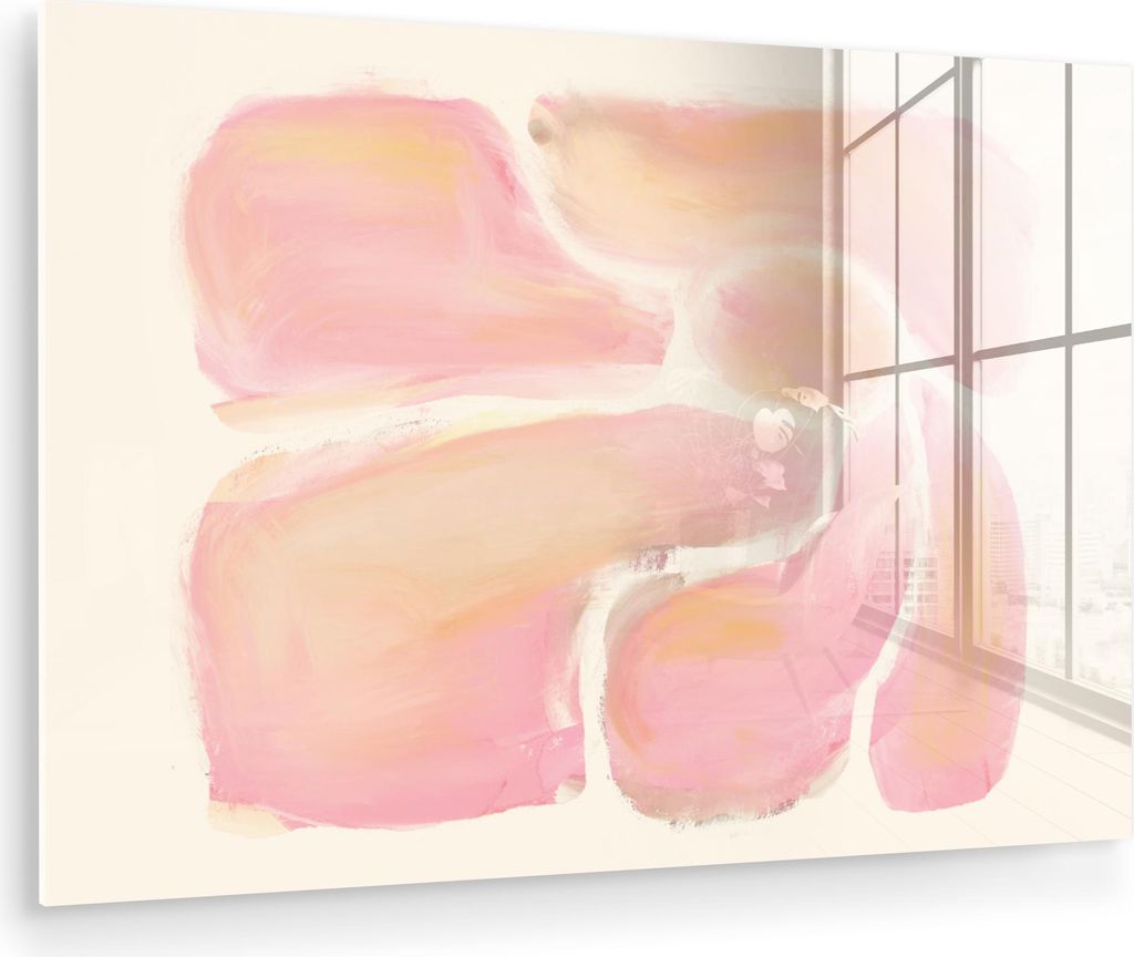 MuchoWow Glasbilder - Bilder auf Wandbild - Foto auf Glas Blumen - Rosa - Natur - Boho 90x60 cm Wanddekoration aus Glas - Acrylglasbild - Acrylbild...