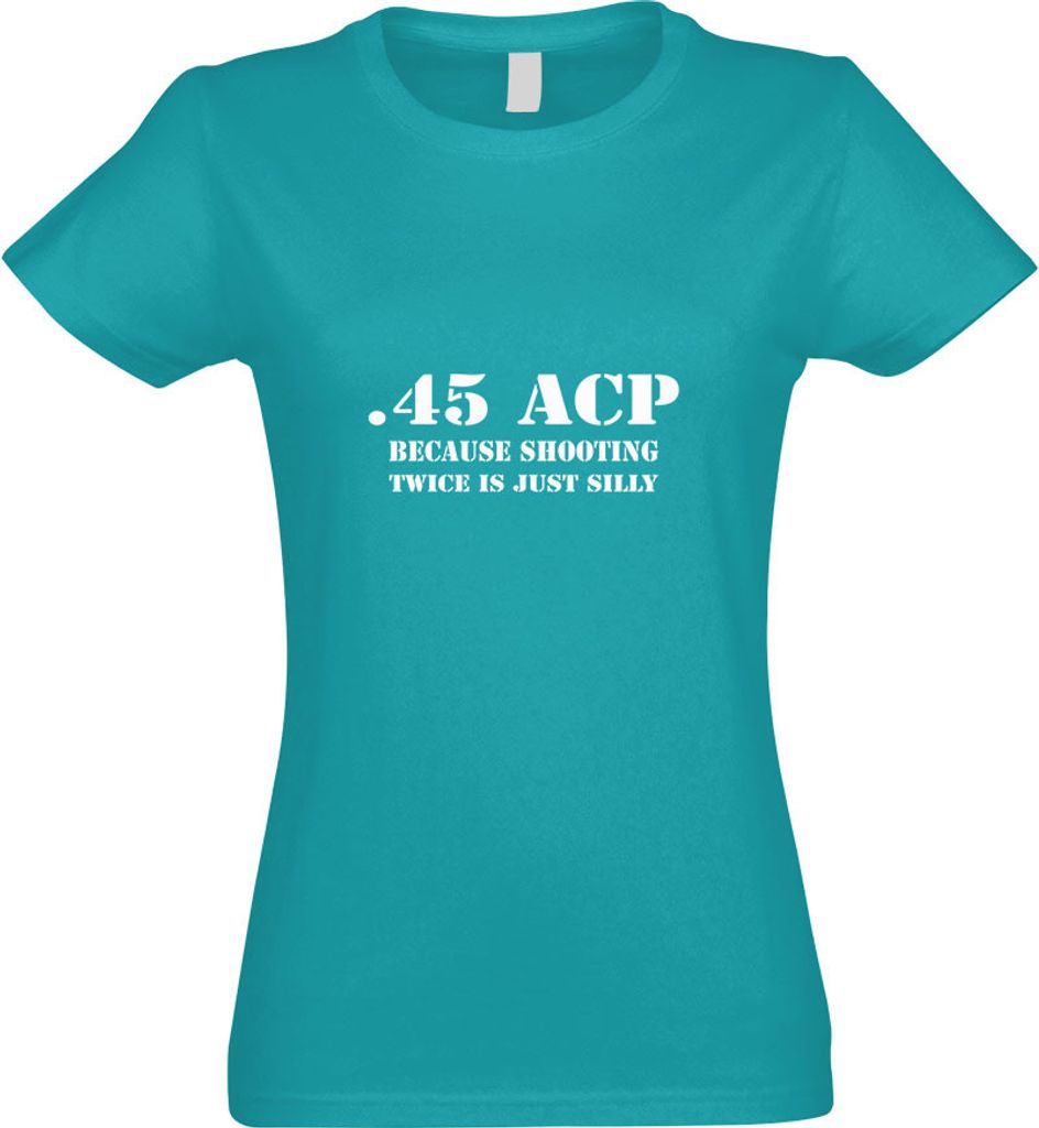 Kiwistar - T-Shirt tailliert - Damen - türkis - 45 ACP - mit Motiv Bedruckt - Funshirt Design - Sport - Freizeit - Damen - XXL