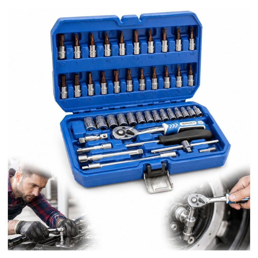 Steckschlüsselsatz 46 teilig 1/4 CrV S2 Bits Ratsche 72 Produktbild 