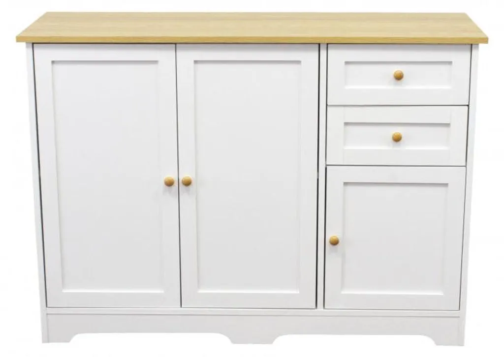 Buffet d'entrée en bois blanc compact à rangements multiples - 5
