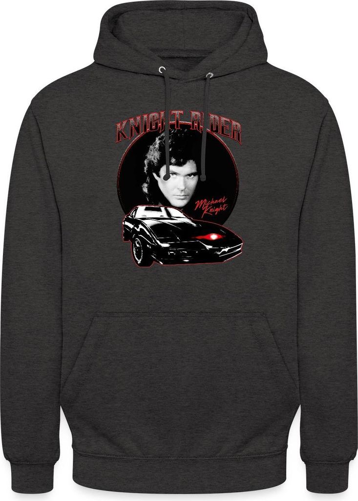 Spreadshirt Knight Rider KITT Und Michael Knight Uni Hoodie, S, Anthrazit