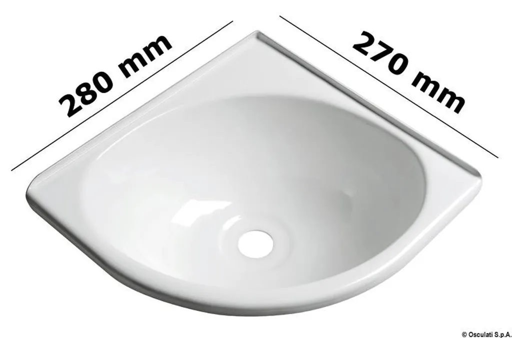 Évier d'angle blanc en ABS pour aménagement de van ou petite cuisine