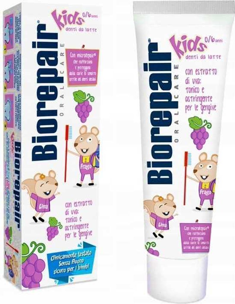 Biorepair Junior Zahnpasta Traube 50ml ohne Fluorid Karies Produktbild 