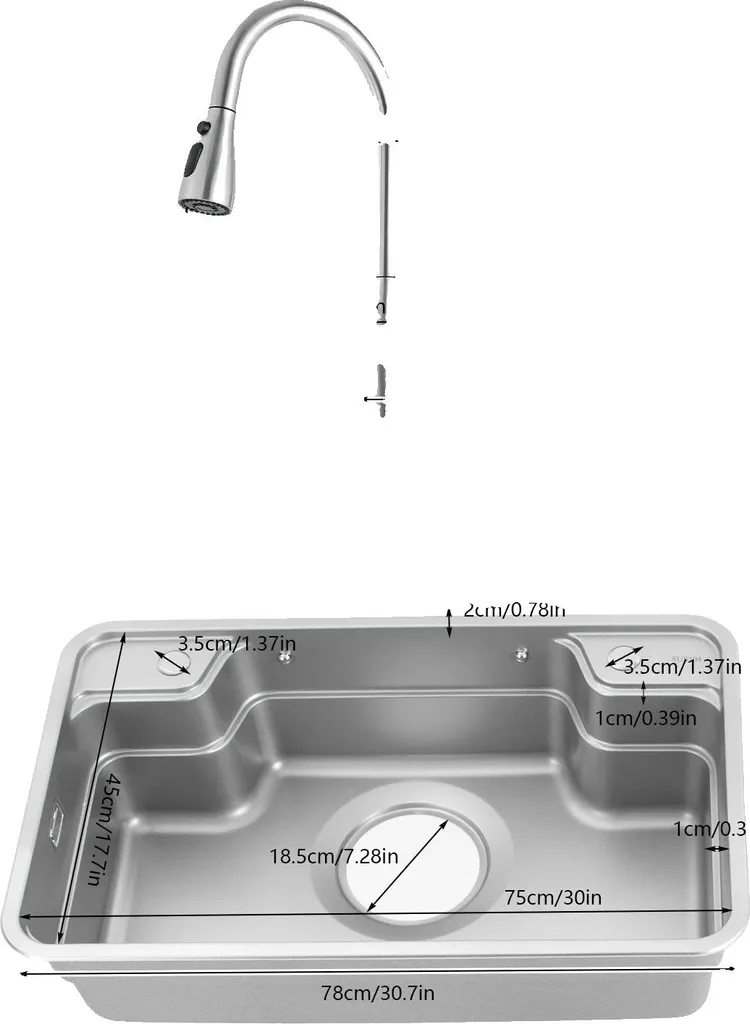Évier de cuisine inox gris clair anti-bruit et facile à installer 60cm