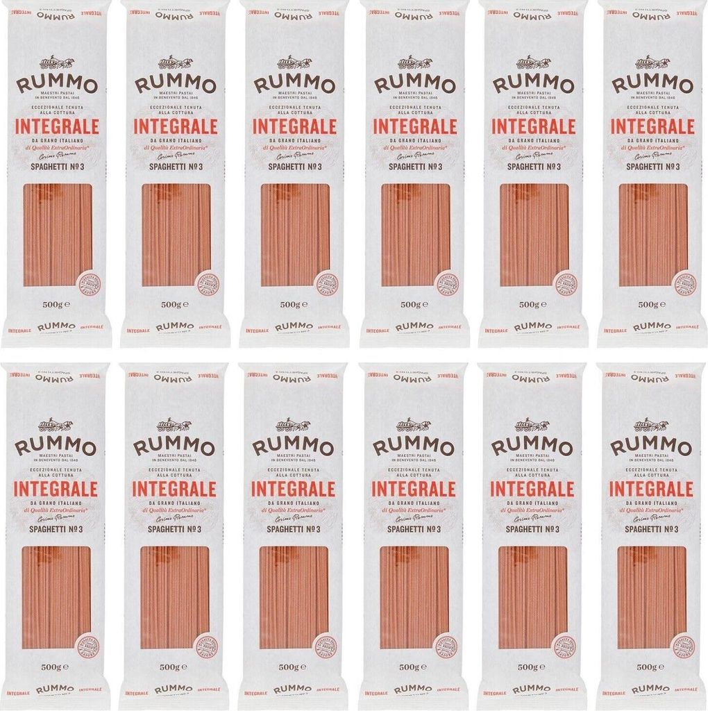 12er-Pack Rummo Pasta Integrale Spaghetti N°3,Vollkornnudeln Nudeln Vollkorn Italienische Pasta 500g