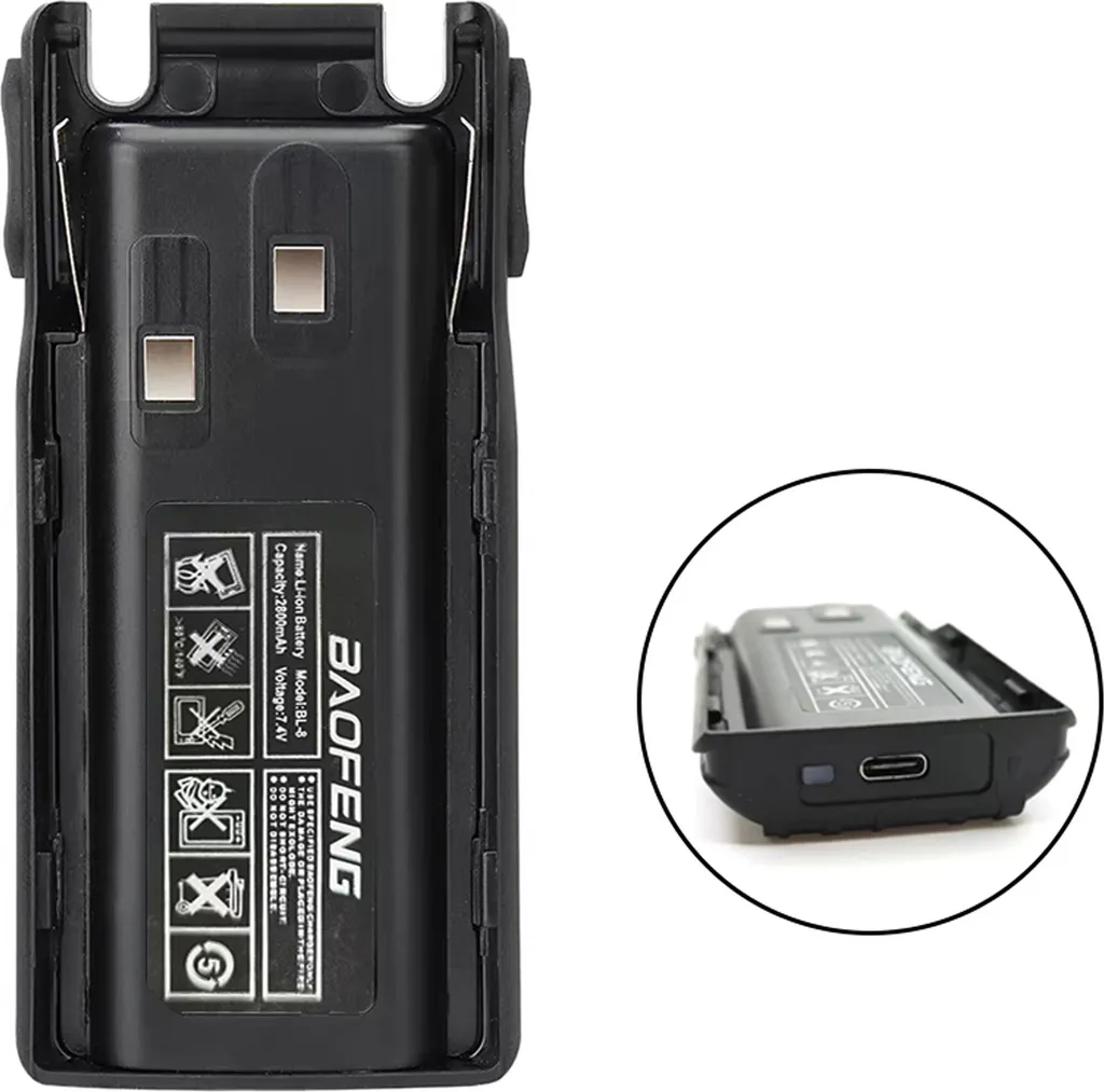 Batterie de remplacement Li-ion 1800mAh pour talkie-walkie UV-82 USB-C