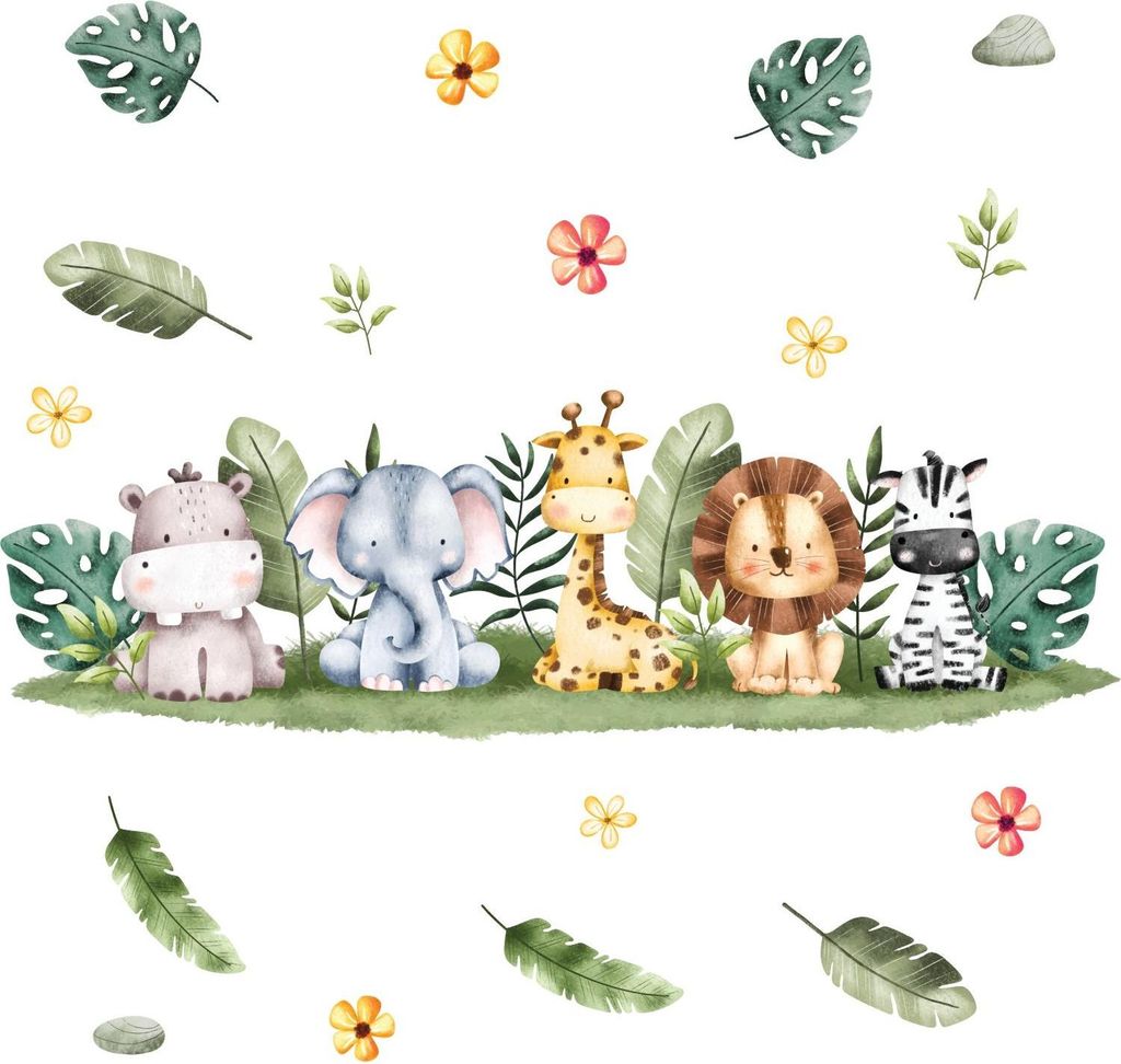 238 Wandtattoo Dschungeltiere - Größe 310 x 750 mm