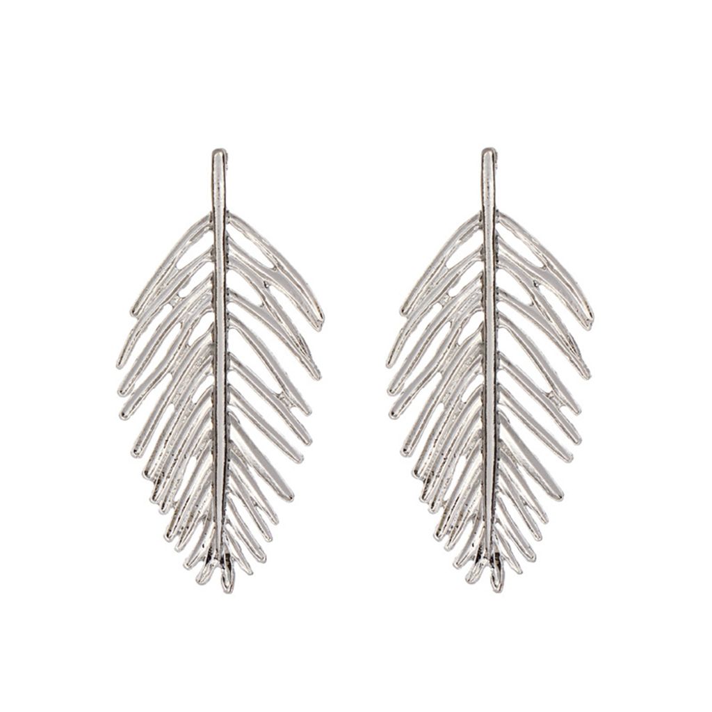 Hohle Blatt-Anhänger-Statement-Ohrringe für Damen, Vintage-Party-Pub-Schmuck-Silber